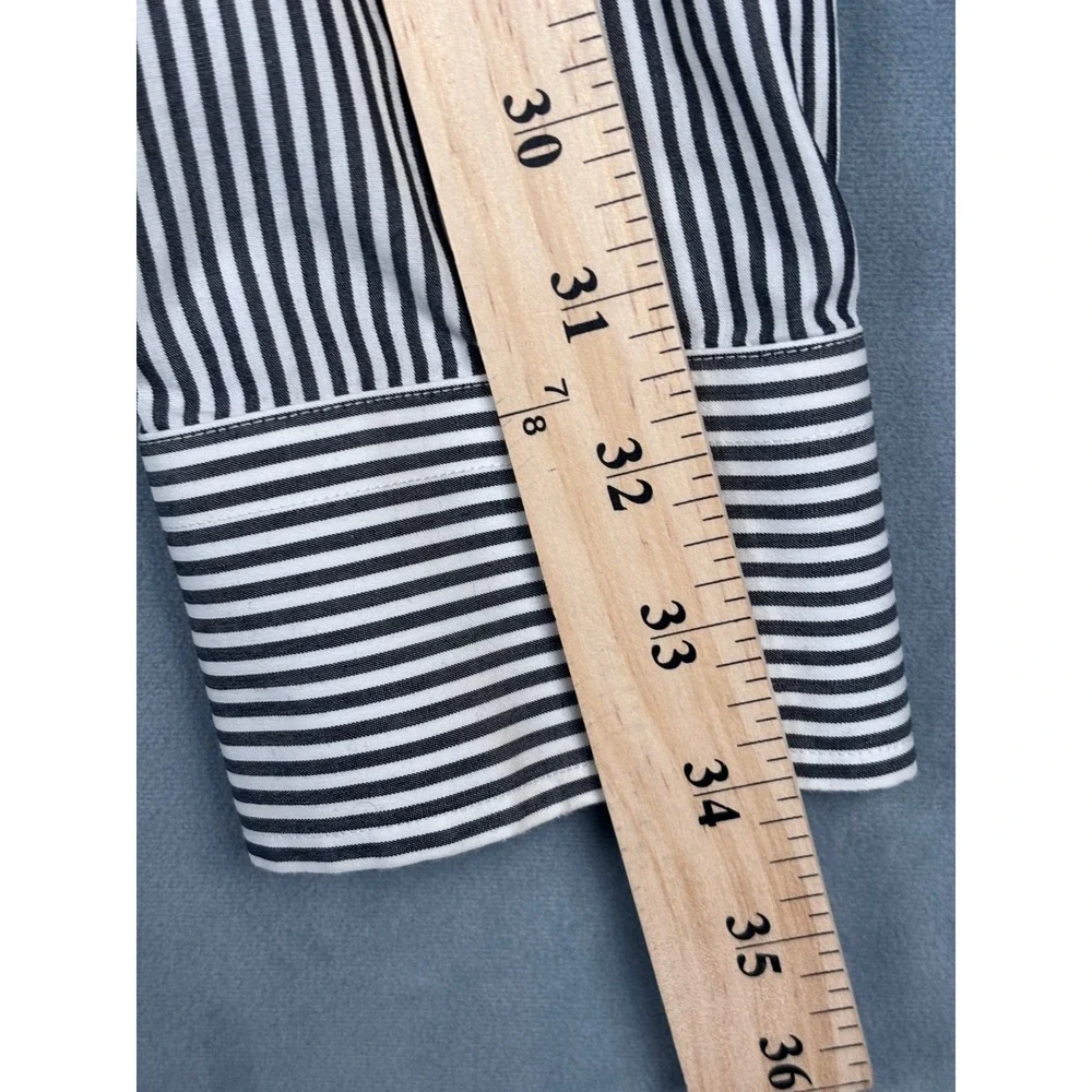 Banana Republic Mens Non-Iron Slim Fit Bengal Stripe Shirt Black White L 932909